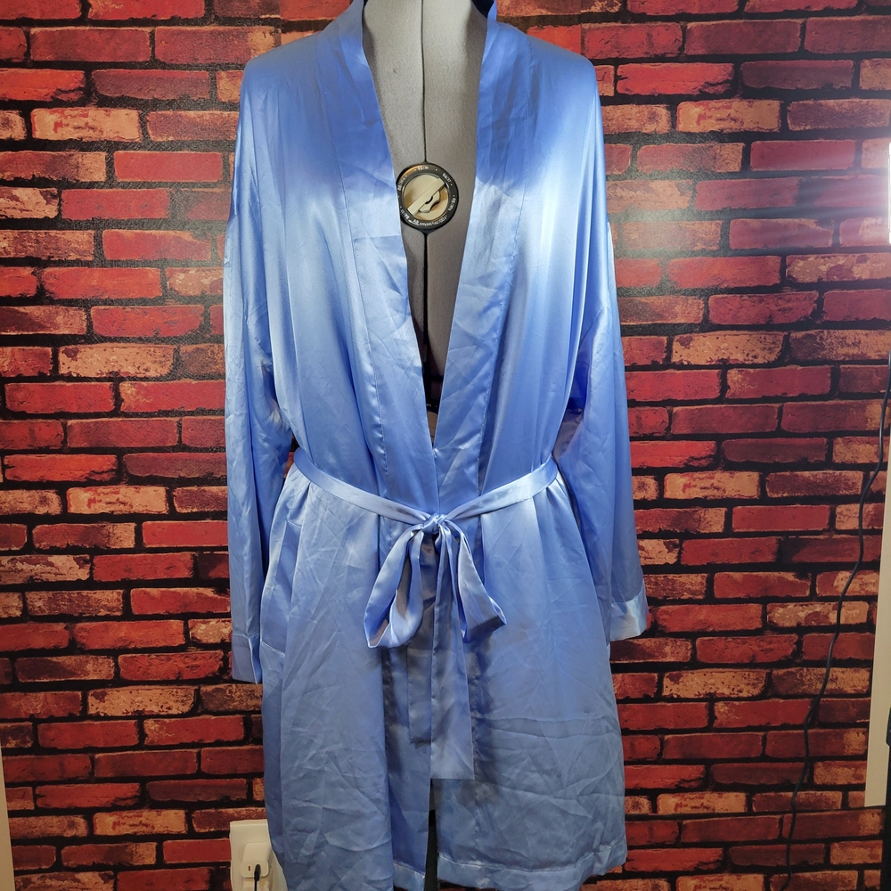 Victoria's Secret Sky Blue Satin Robe